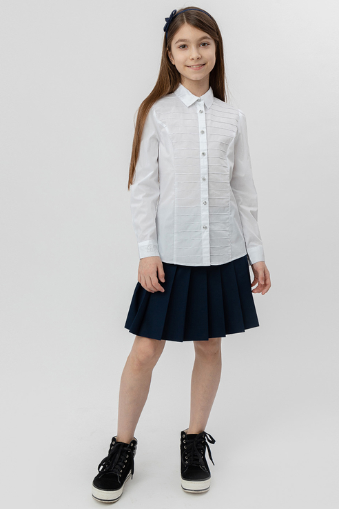 фото Белая рубашка с пуговицами-стразами button blue 220bbgs22020200 цв.белый р.158