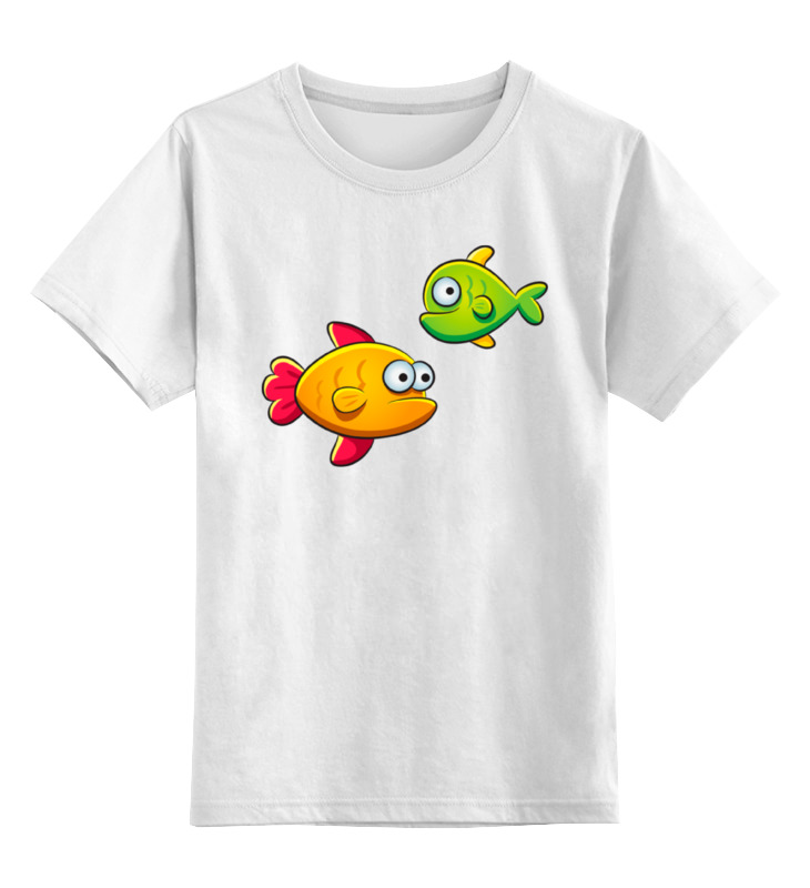 Детская футболка классическая Printio Две морские рыбки: желтая и зеленая, р. 152