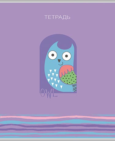 

Тетрадь, А5, 48 листов, в клетку, обложка - мелованный картон, блёстки, "Совёнок"