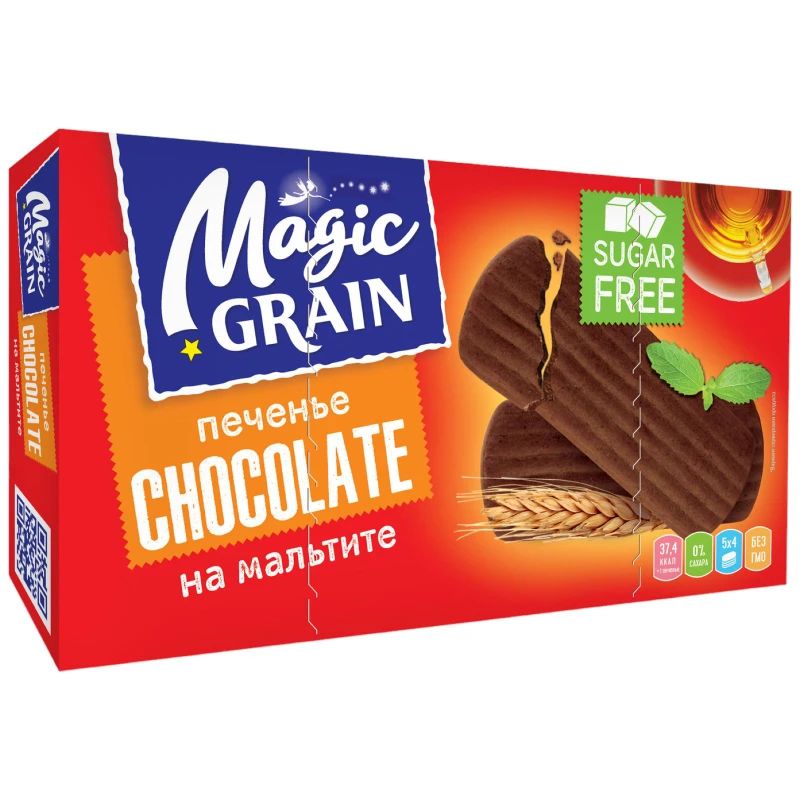 Печенье Magic Grain Chocolate сдобное на мальтите 170 г 210₽