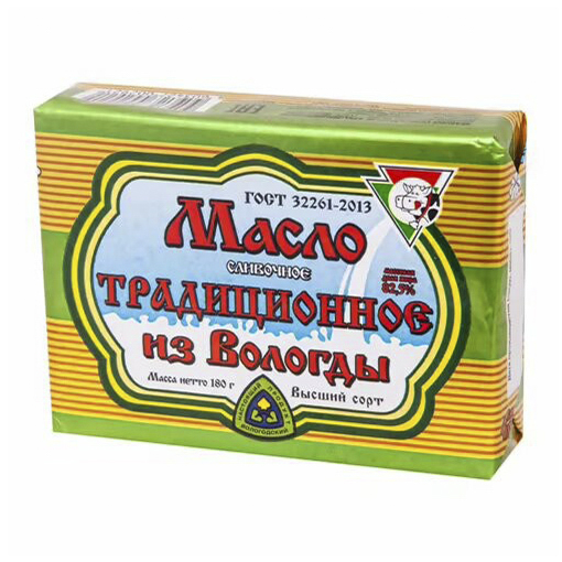 

Сливочное масло Из Вологды Традиционное 82,5% БЗМЖ 180 г