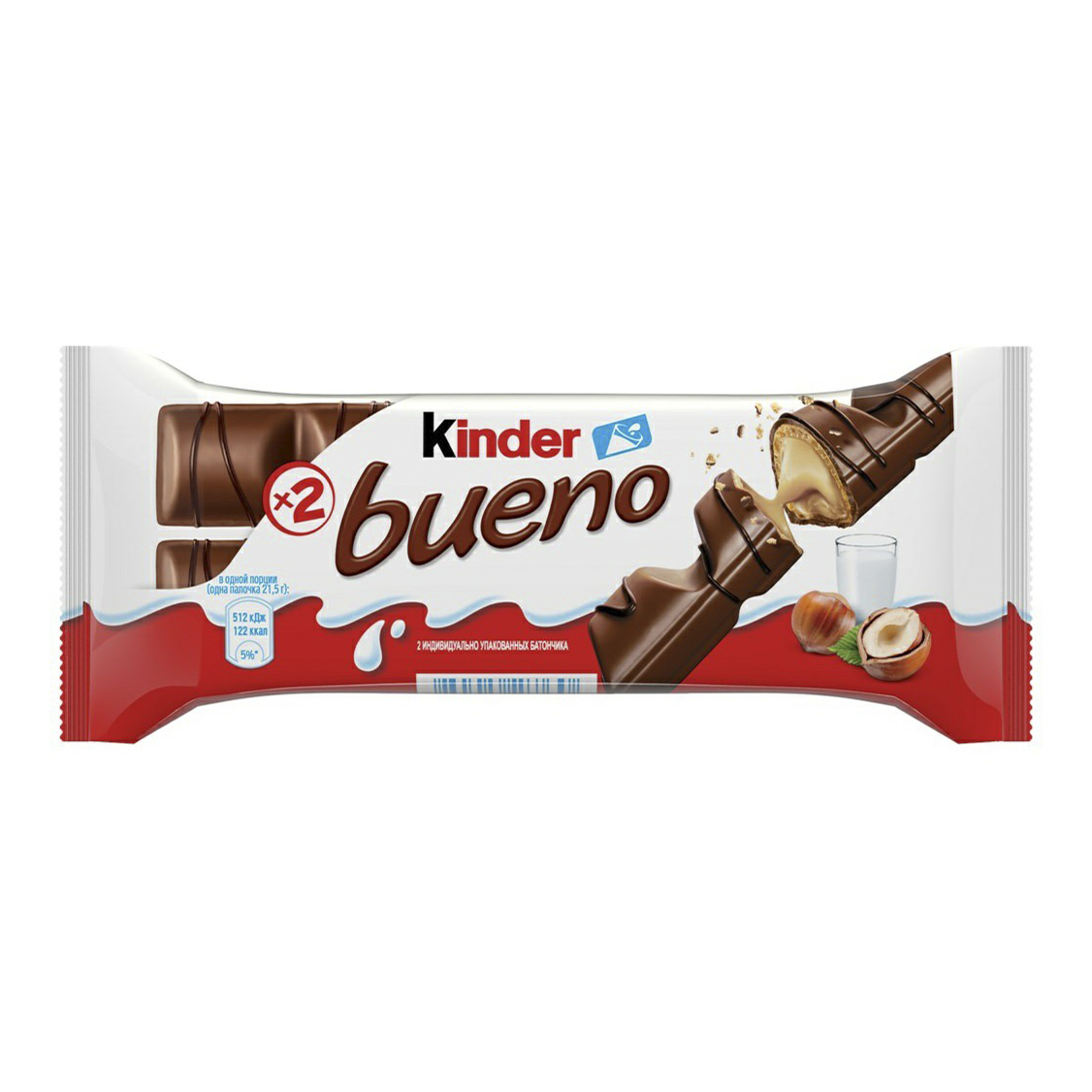 Конфеты Kinder Bueno вафельные в молочном шоколаде 21,5 г x 2 шт