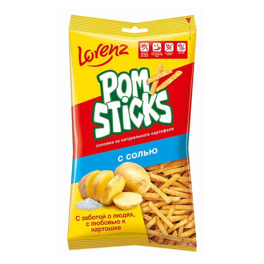 Чипсы картофельные Pomsticks Соломка с солью 100 г 160₽