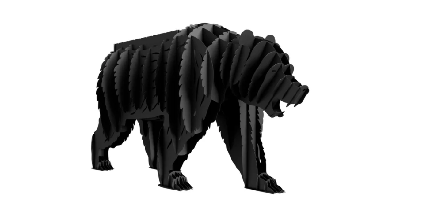 Мангал ДизайнМеталла Медведь гризли 170 157х59, 2х90 см, Мангал медведь гризли в виде животного, черный  - Купить