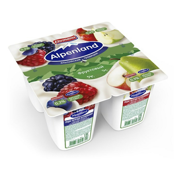 

Йогуртный продукт Alpenland лесная ягода яблоко-груша 0,3% БЗМЖ 95 г