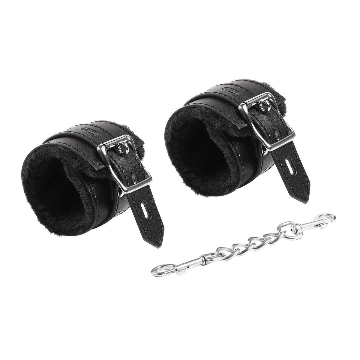 Наручники KISSEXPO БДСМ черные с мехом