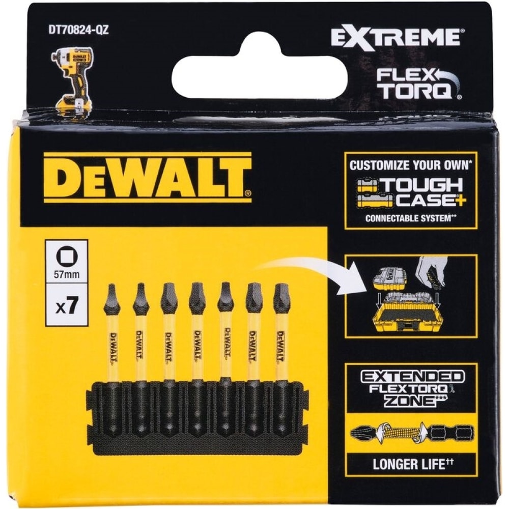 

Dewalt Биты FLEXTORQ 57мм SQ1,2,3 7шт/вставка DT70824-QZ