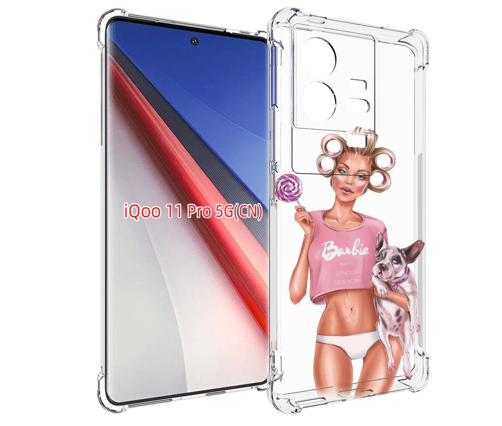 

Чехол бампер MyPads Барби-с-собачкой женский для Vivo iQOO 11 Pr..., Прозрачный, Tocco