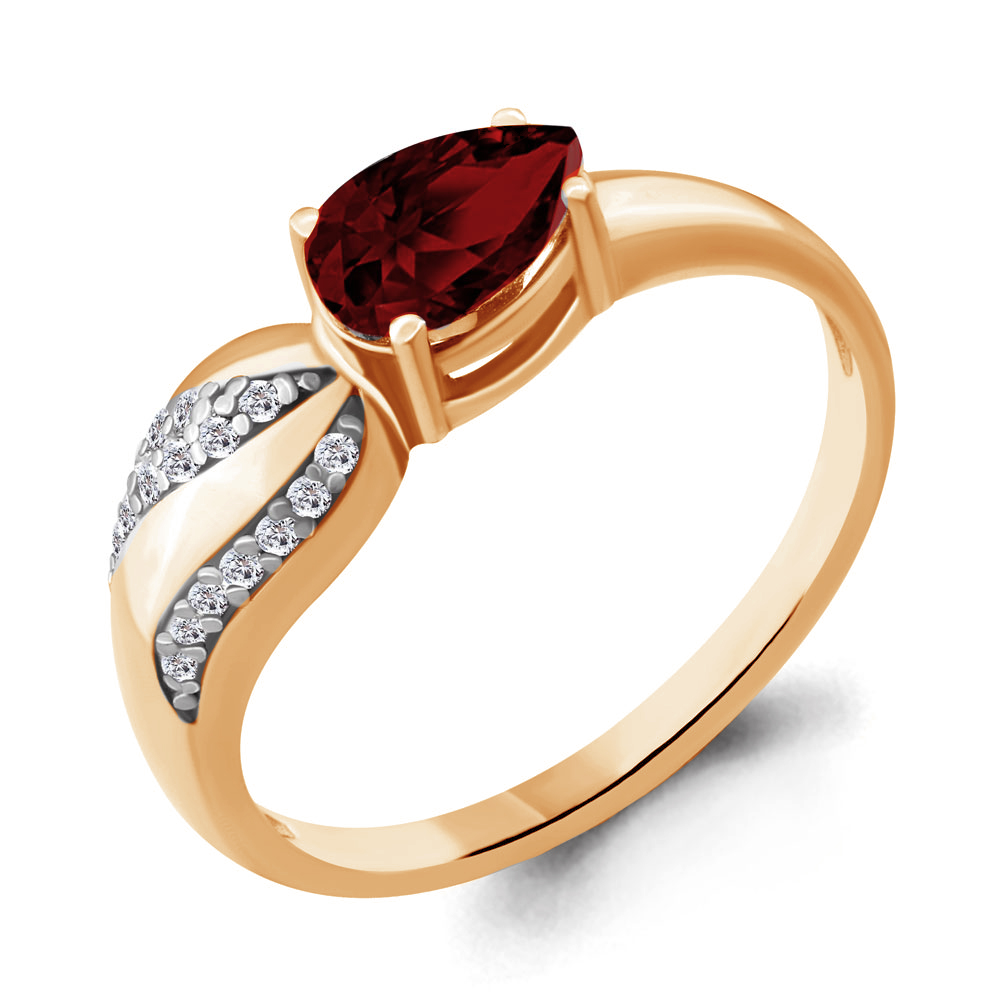 

Кольцо из серебра с гранатом р. , Aquamarine 6904103А_925_з, 6904103А_925_з