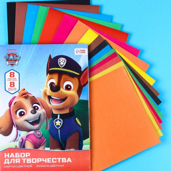 

Набор А4 8л цв одност мел картона и 8л цв двуст бумаги, Paw Patrol, Разноцветный