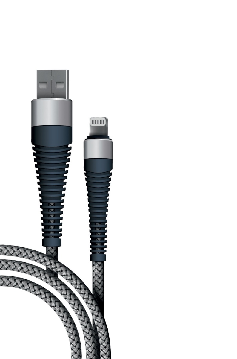 Кабель BoraSCO Lightning - USB, 3 А, 1 м, серый