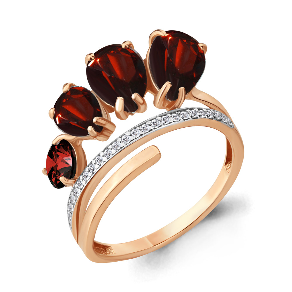 

Кольцо из серебра с гранатом р. , Aquamarine 6904303А_925_з, 6904303А_925_з