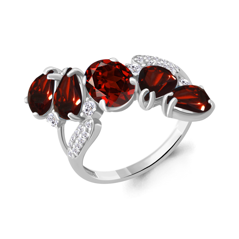 

Кольцо из серебра с гранатом р. , Aquamarine 6904403А_925_р, 6904403А_925_р