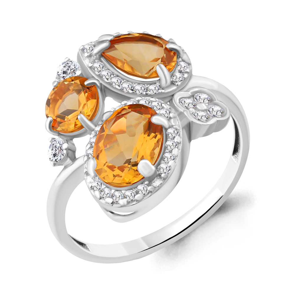 

Кольцо из серебра с цитрином р. , Aquamarine 6904506А_925_р, 6904506А_925_р