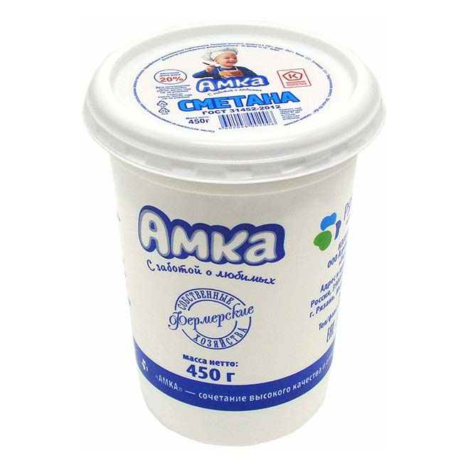 фото Сметана амка 20% бзмж 450 г