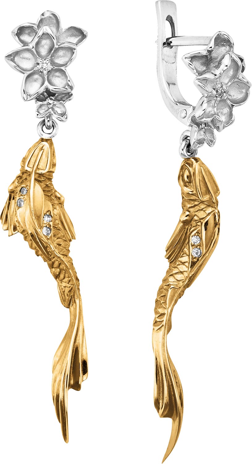 

Серьги из желтого золота с бриллиантом Альдзена S-24043, S-24043