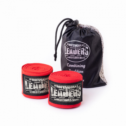 

Бинты боксерские LEADERS Semi elastic 50/50, красный, 4.0m, Semi elastic