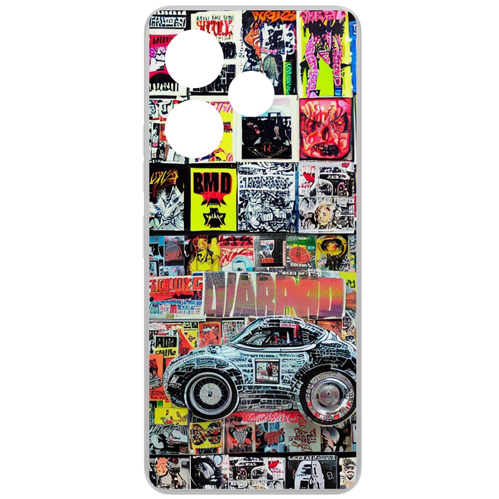 

Чехол-накладка Krutoff Clear Case Автопамфлет для TECNO Pova 6, Прозрачный