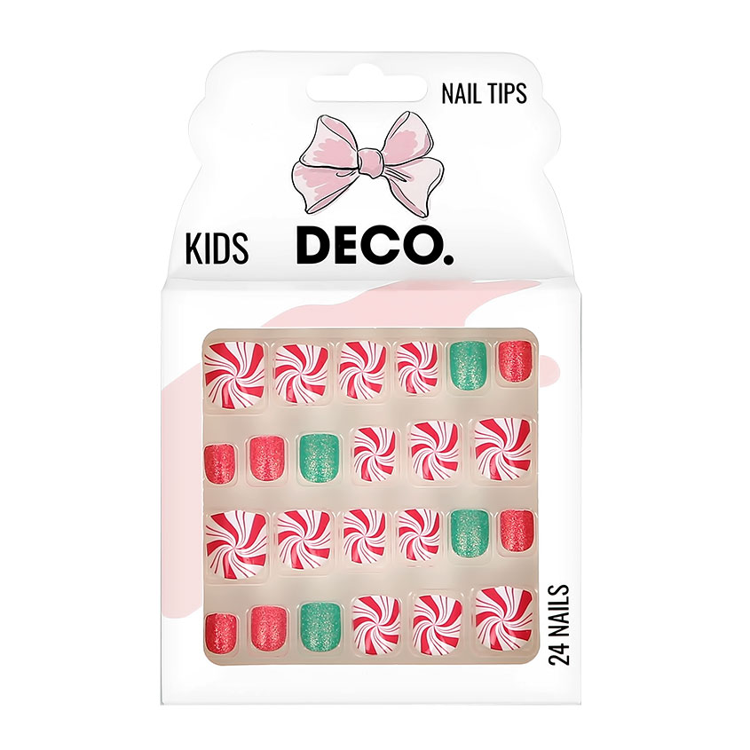 

Набор детских накладных ногтей DECO. KIDS самоклеящиеся candy 24 шт. 187316, Оранжевый;зеленый;белый