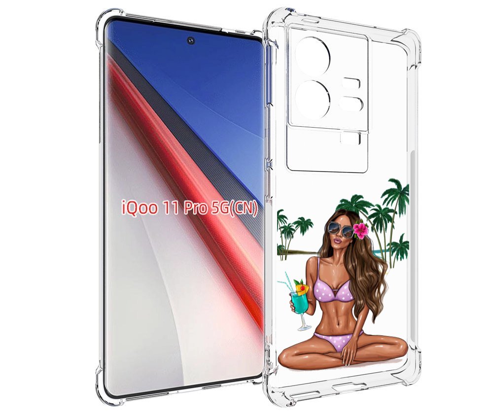 

Чехол бампер MyPads Гавайская-девушка женский для Vivo iQOO 11 P..., Прозрачный, Tocco