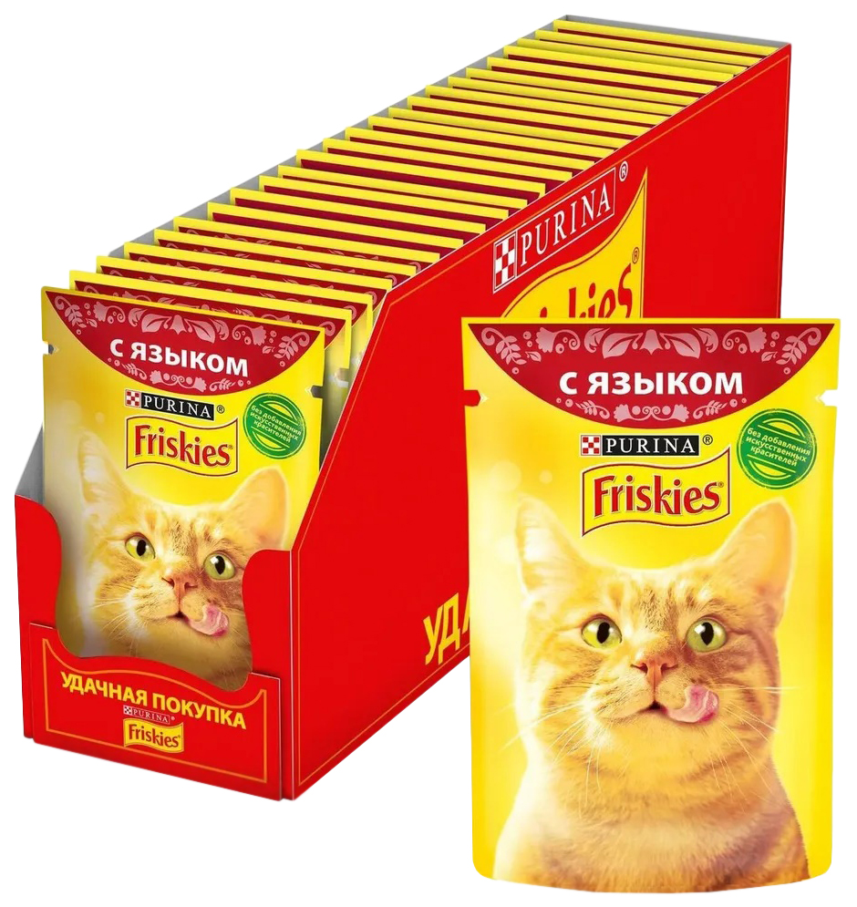 

Влажный корм для кошек Friskies с языком в подливе, 26 шт по 85 г, язык 85 г
