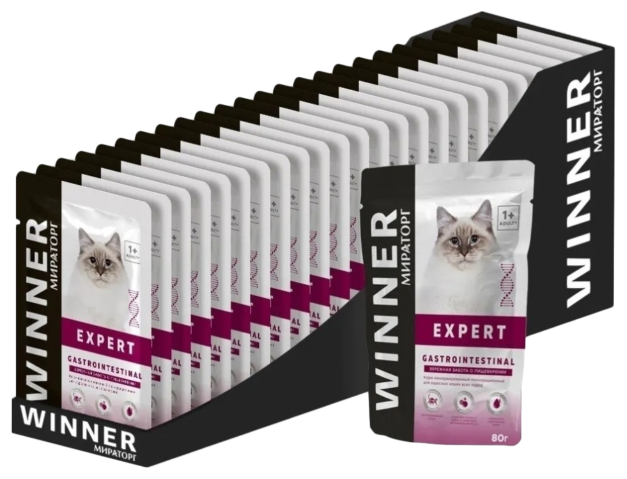 

Влажный корм для кошек Мираторг Winner Expert Gastrointestinal 80 г х 24 шт