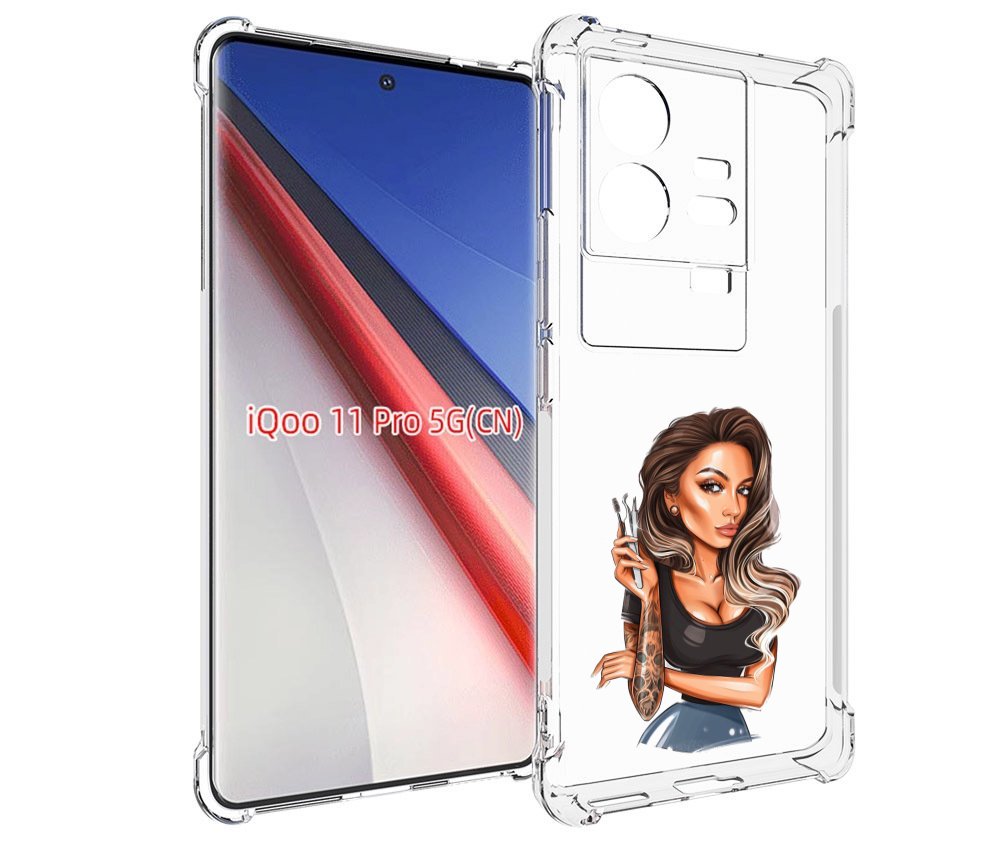 

Чехол бампер MyPads Девушка-бровист для Vivo iQOO 11 Pro противо..., Прозрачный, Tocco