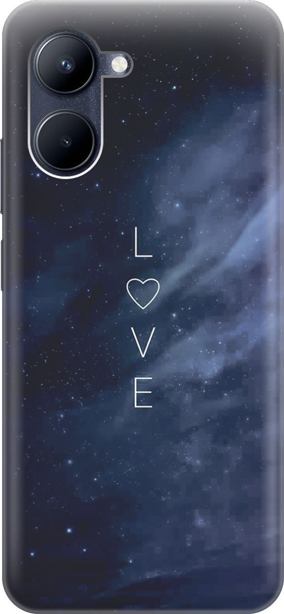 

Силиконовый чехол на realme C33 с принтом "Ночное небо и любовь", Синий;черный, 1573600