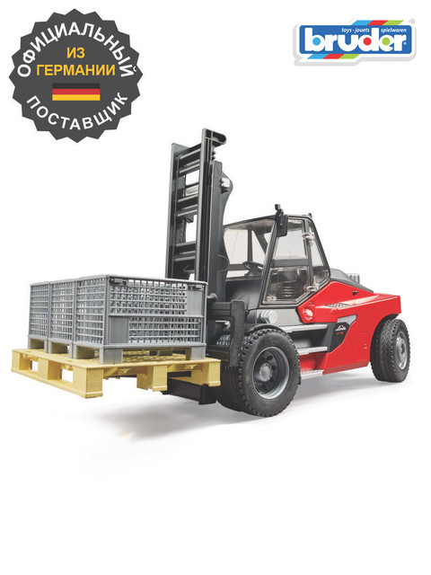 

игрушечная машинка Bruder Погрузчик Linde красный HT160, спецтехника погрузчик колесный