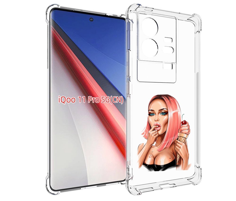 

Чехол бампер MyPads Девушка-и-мороженое женский для Vivo iQOO 11..., Прозрачный, Tocco