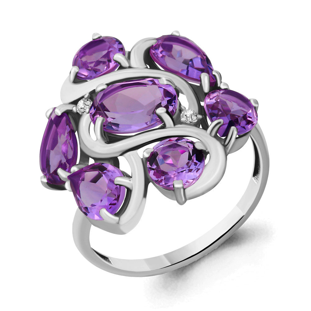 

Кольцо из серебра с аметистом р. 17,5 Aquamarine 6904804_925_р, 6904804_925_р