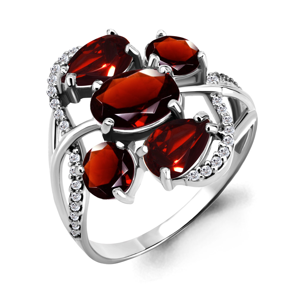 

Кольцо из серебра с гранатом р. 17 Aquamarine 6904903А_925_р, 6904903А_925_р