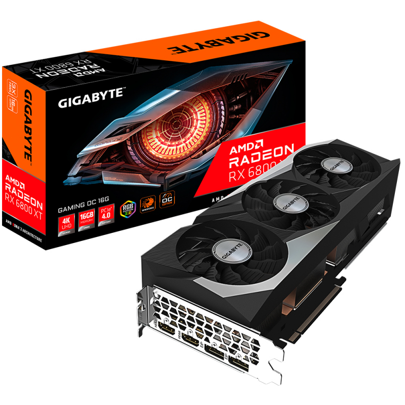

Видеокарта Gigabyte AMD Radeon RX6800XT GAMING OC 16GB [GV-R68XTGAMING OC-16GD], Черный, Radeon RX 6800 XT Gaming OC