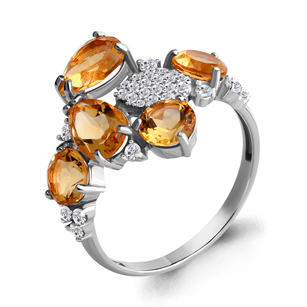 

Кольцо из серебра с цитрином р.  Aquamarine 6905306А_925_р, 6905306А_925_р