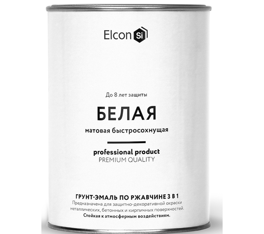 Грунт-эмаль Elcon по ржавчине, матовая, 3 в 1, белая, 800 г