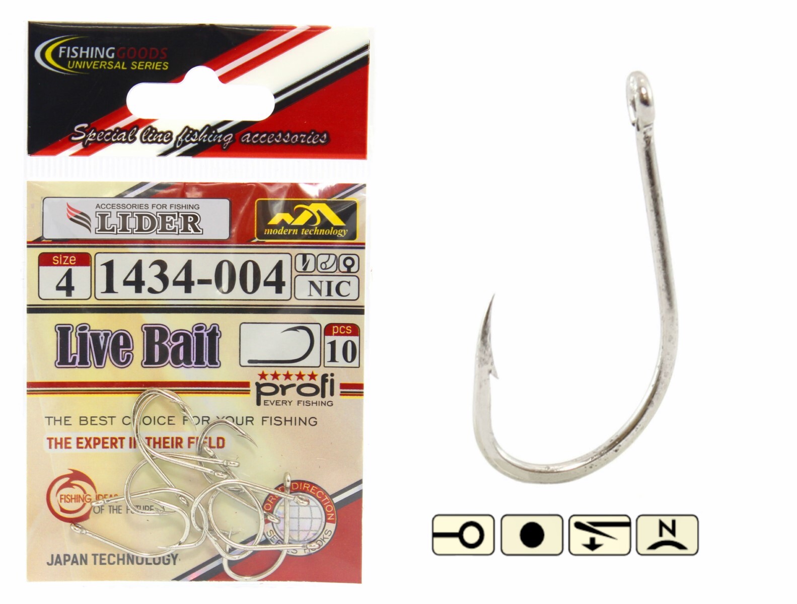 Крючок LIDER LIVE BAIT NIC №4 10 шт