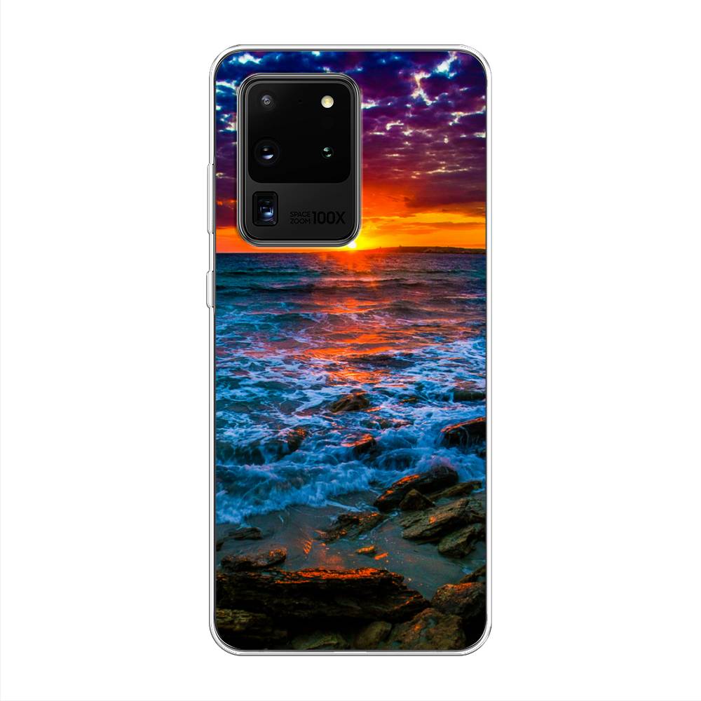 

Чехол на Samsung Galaxy S20 Ultra "Закат 1", Оранжевый;синий, 29450-2