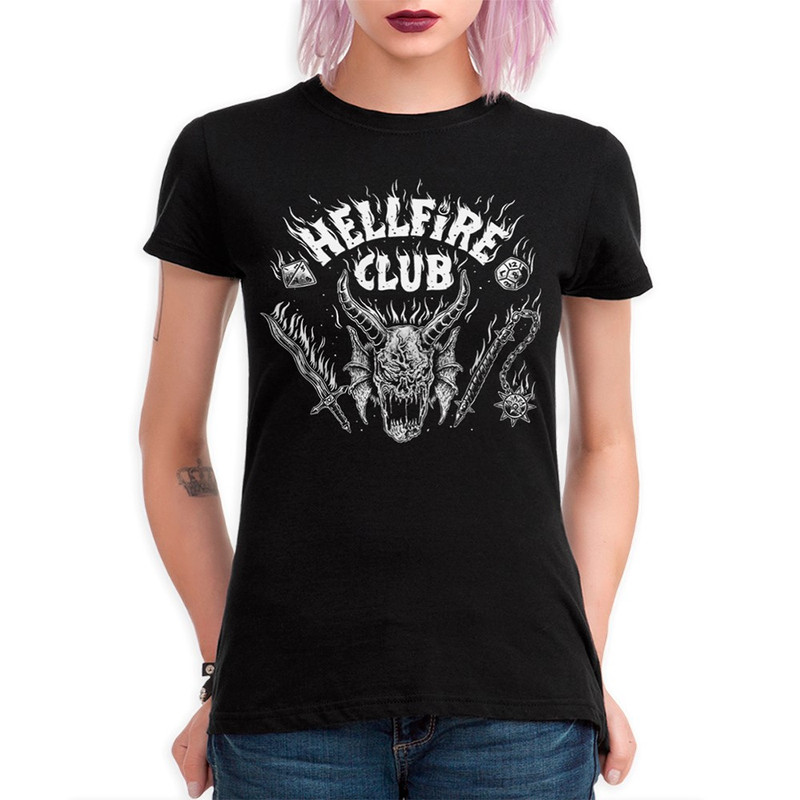 

Футболка женская Dream Shirts Hellfire Club - Stranger Things 1 черная S, Hellfire Club - Stranger Things Очень странные дела-1