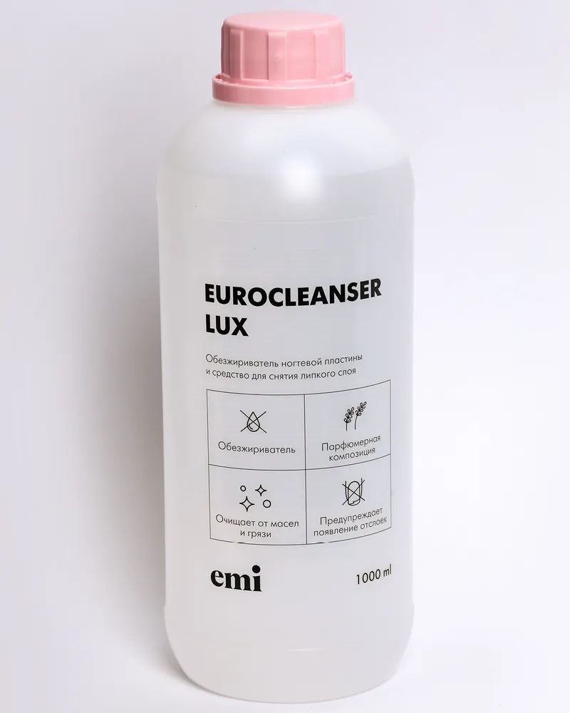 Средство для обезжиривания ногтей и снятия липкого слоя / Eurocleanser LUX 1000 мл ms nails обезжириватель ногтевой пластины и средство для снятия липкого слоя без растворителей 1000