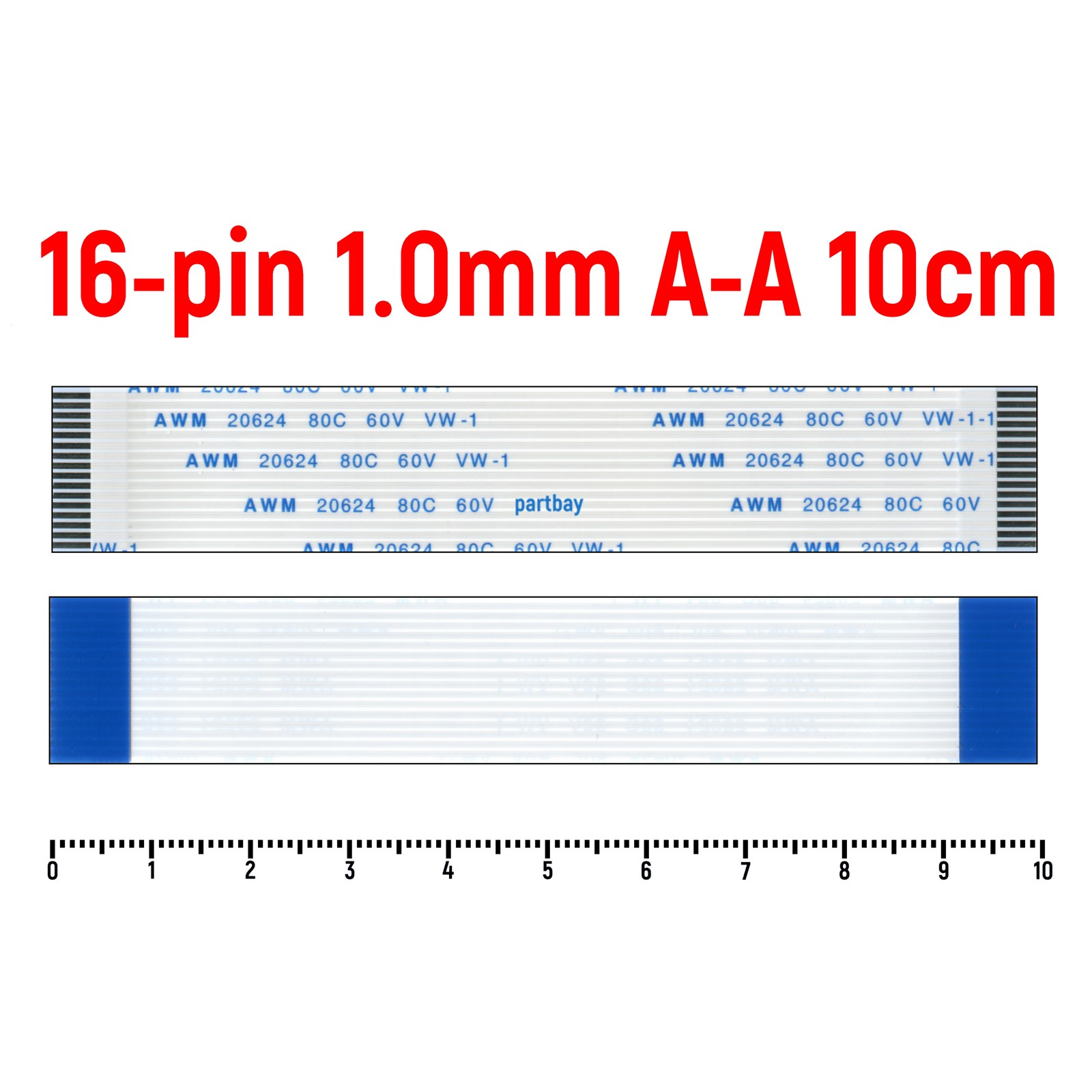 

Шлейф FFC 16-pin Шаг 1.0mm Длина 10cm