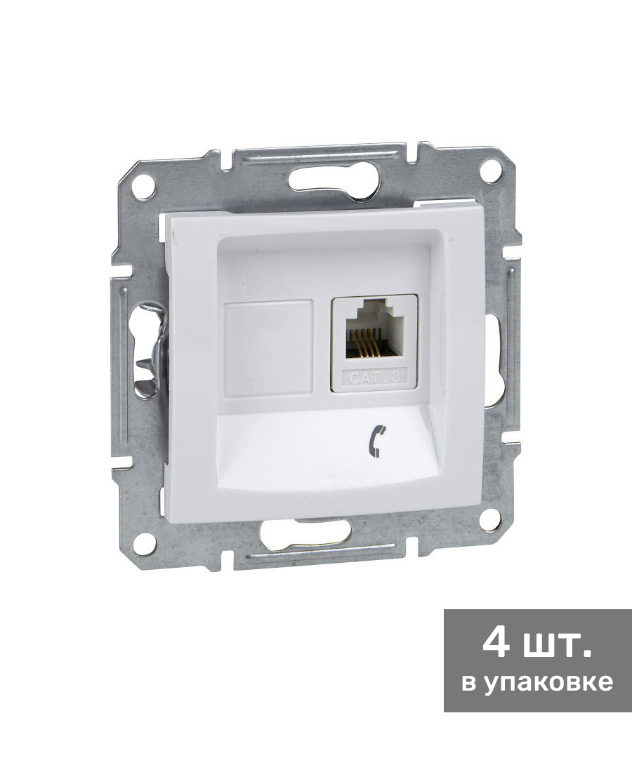 фото Розетка schneider electric rj11 sedna sdn4101121 белая, 4 шт