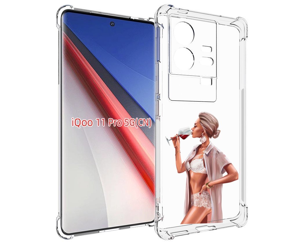 

Чехол бампер MyPads Девушка-с-вином женский для Vivo iQOO 11 Pro..., Прозрачный, Tocco