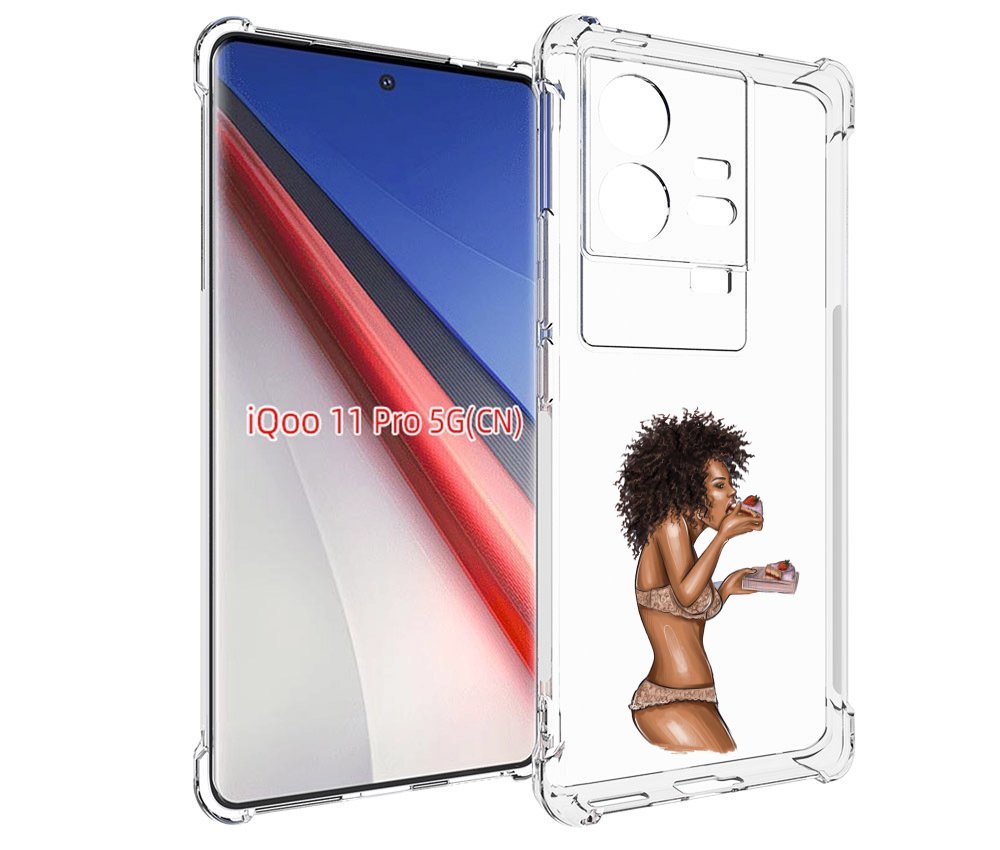 

Чехол бампер MyPads Девушка-с-пирожными женский для Vivo iQOO 11..., Прозрачный, Tocco