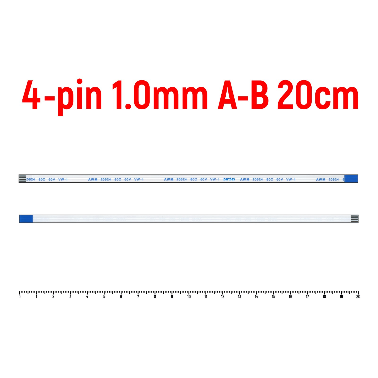 Шлейф FFC 4-pin Шаг 1.0mm Длина 20cm