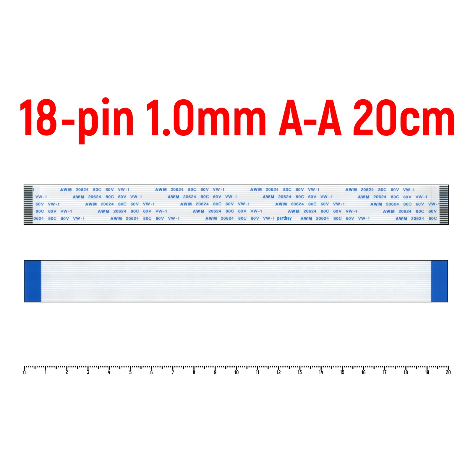 

Шлейф FFC 18-pin Шаг 1.0mm Длина 20cm