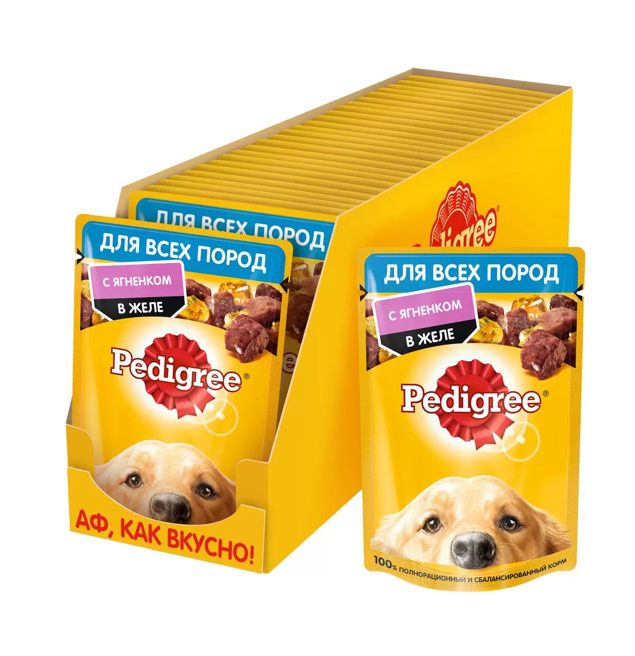 

Влажный корм для собак Pedigree с ягненком в желе, 28 шт по 85 г