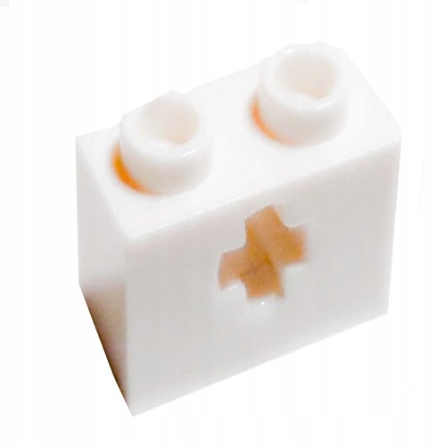 фото Деталь lego кирпич 1 x 2, с осевым отверстием, белый 50 шт 32064/4125562/4233486