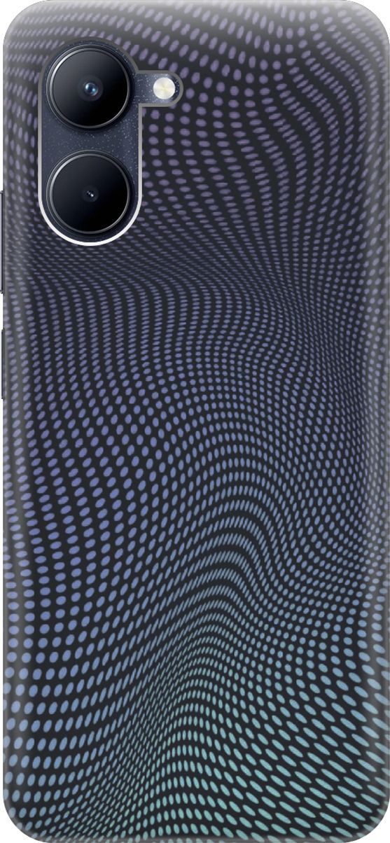 

Силиконовый чехол на realme C33 с принтом "Изгибы из точек", Синий;черный, 1573400