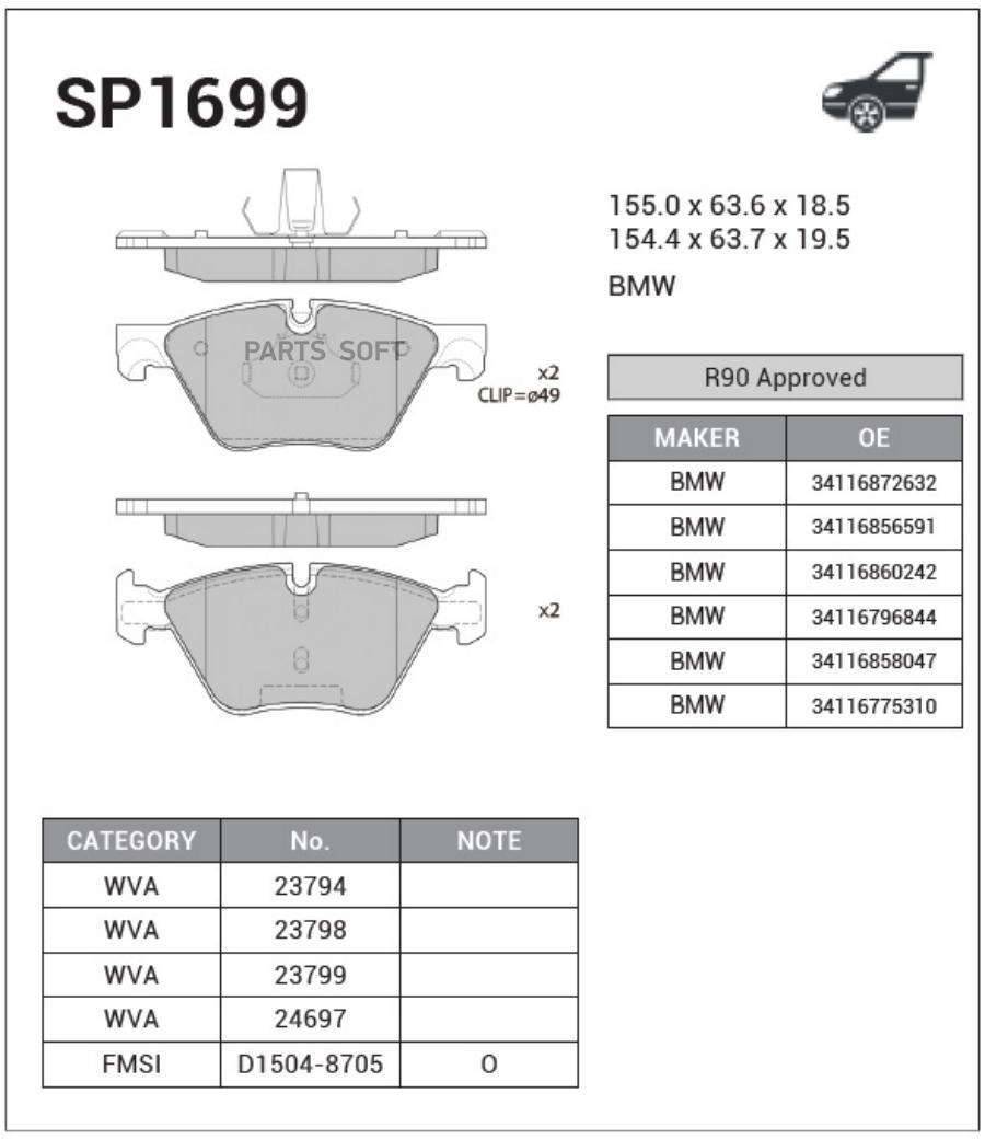 

Тормозные колодки Sangsin brake SP1699