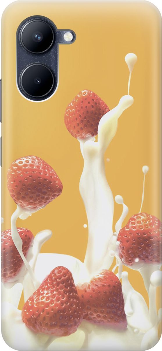 

Силиконовый чехол на realme C33 с принтом "Клубника и сливки", Белый;желтый, 1574800